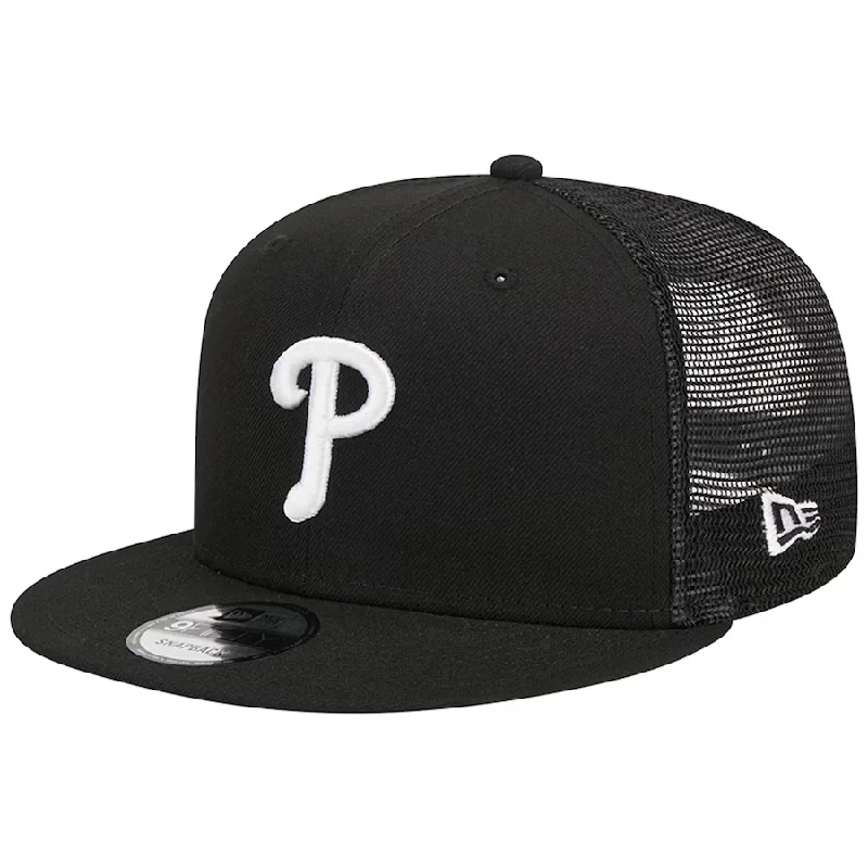 New Era Philadelphia Phillies Trucker 9FIFTY Snapback Hat-Black/White