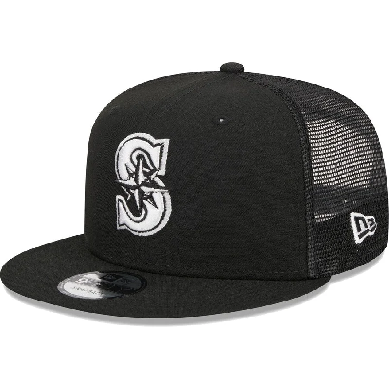 New Era Seattle Mariners Trucker 9Fifty Snapback Hat-Black/White