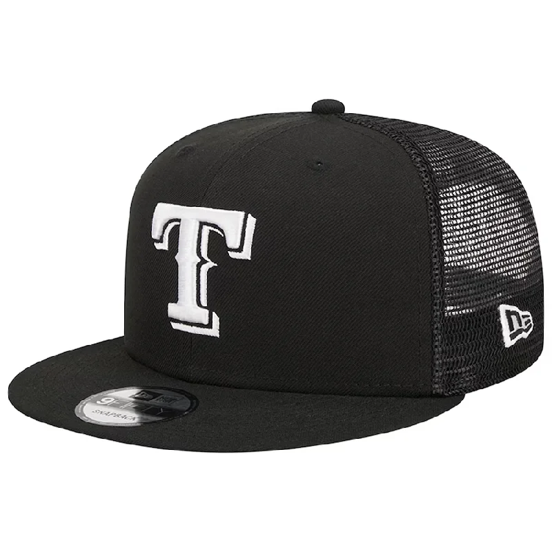 New Era Texas Rangers Trucker 9FIFTY Snapback Hat-Black/White